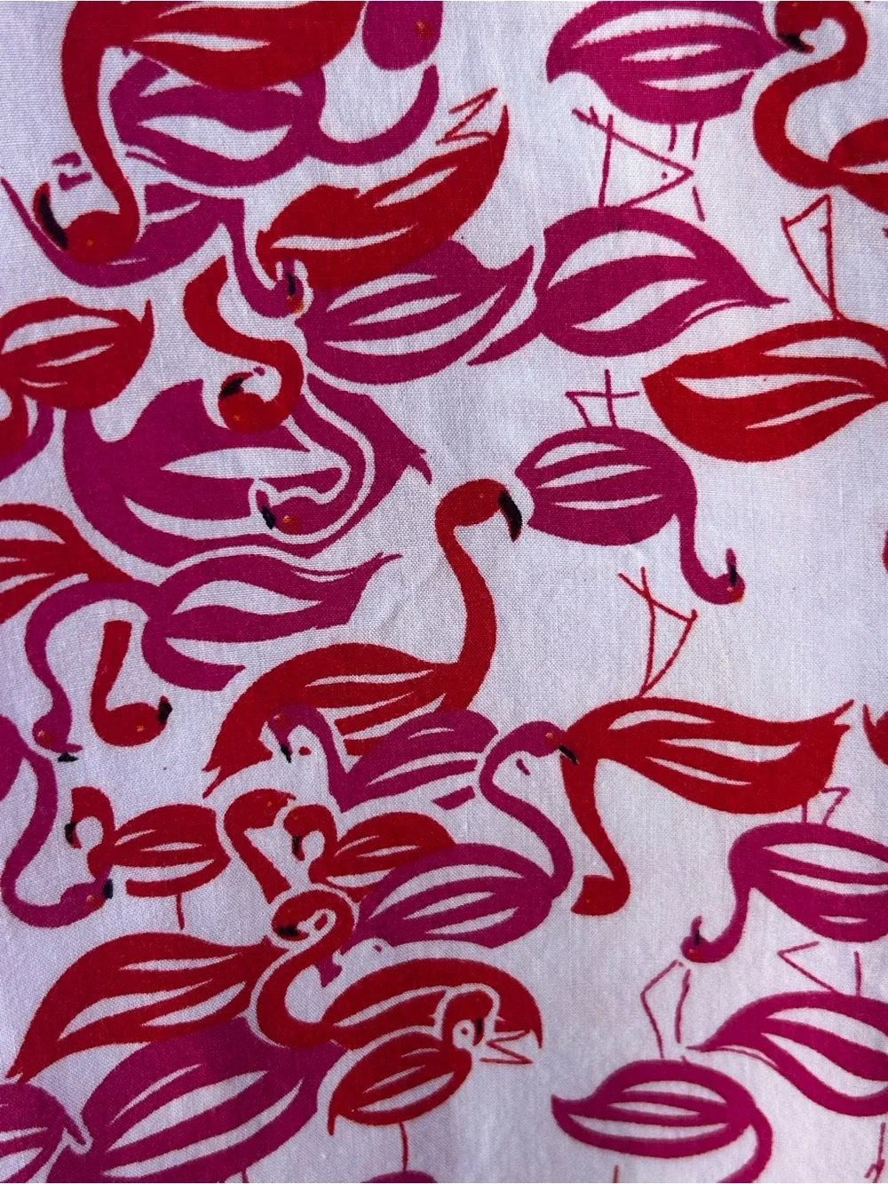 Josie Natori Flamingo Print Sleep Shirt Pajamas Large Red White Coastal Resort